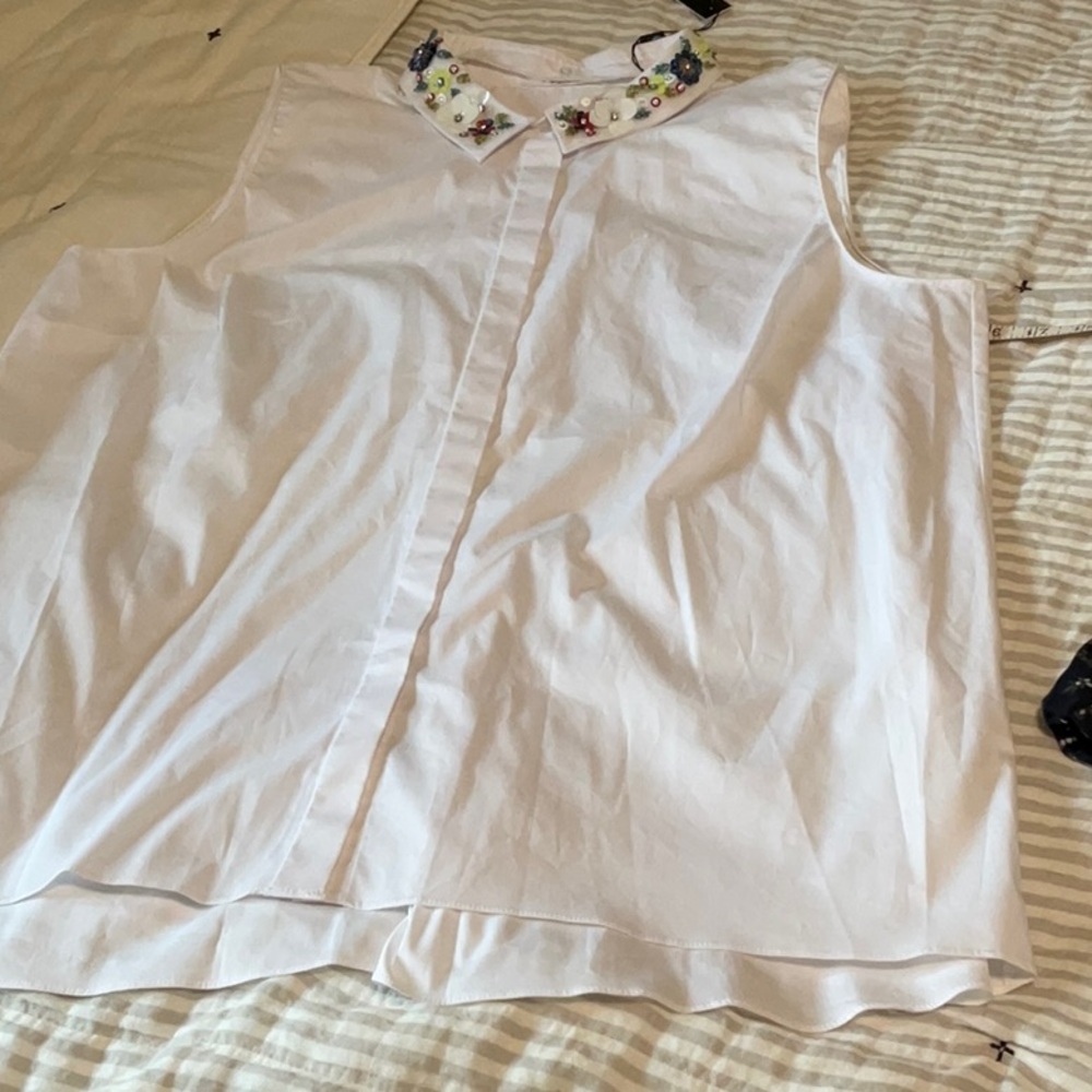 T Tahari White Wynne Blouse XL NWT
